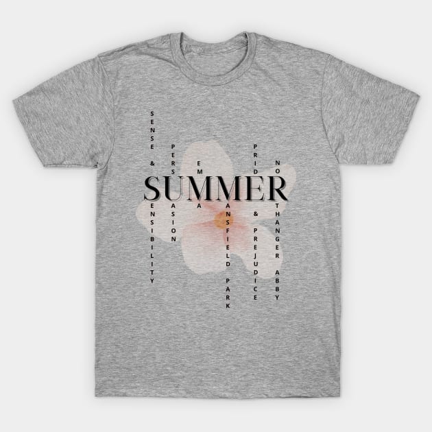 SUMMER - Jane Austen novels design T-Shirt by Miss Pell